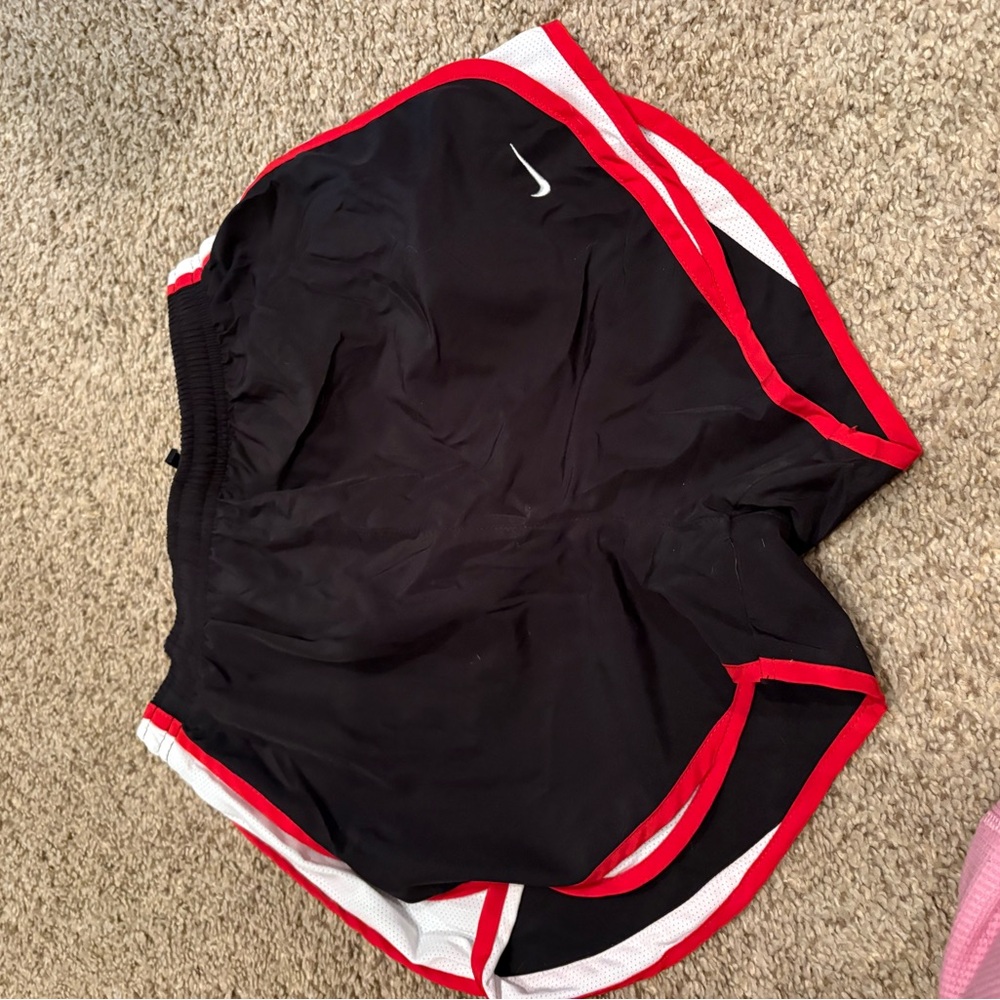 Nike Black Shorts with Red and White Stripes